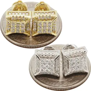 Moissanite 925 Sterling Silver 14k Gold Vermeil 9.5mm Square Screw Back Stud Earrings
