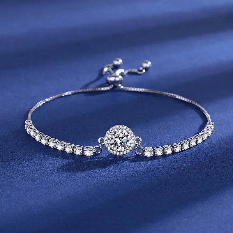 SKU:SL-18 | 2.0CT Moissanite Daisy Chain Bracelet: Playful Sparkle, Everyday Joy!