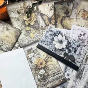 40sheets Vintage Flower Theme DIY Decor Paper, Vintage Material Paper, Perfect For DIY Crafts, Scrapbooking Supplies,Journal Supplies,Crafts Decoration,Gift Wrapping,Handmade Greeting Cards, Scrapbook Page