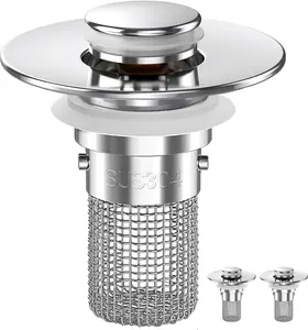 Stainless Steel Bathroom Sink Stopper, 1/2Counts Anti-odor Basin Bouncing Core, Pop UpBathroom Sink Plug, Sink Drain Stopper forBathroom Bathtub,Home Goods
