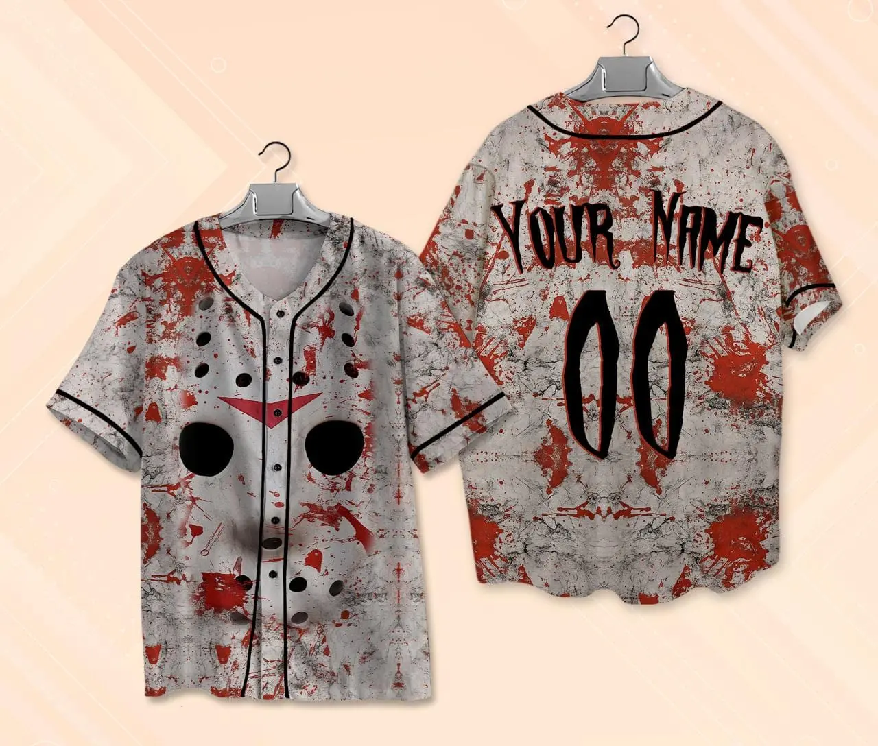 Custom Jason Voorhees Baseball Jersey, Voorhees Jersey, Horror Characters Baseball Shirt, Friday The 13th Jersey, Scary Movie Baseball Shirt