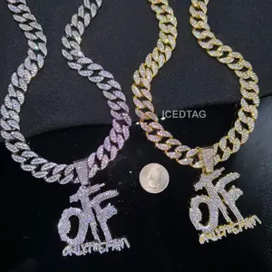 Iced Out Hip Hop Rapper Style Luxury Pendant Cuban Chain Necklace Men Party Daily Wear