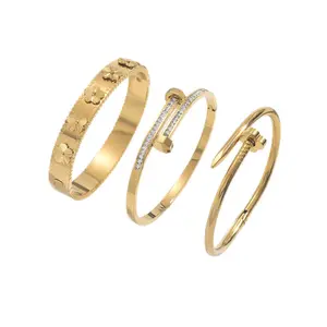 Three-piece Alloy bracelet set Gold plating Three-piece Alloy bracelet set Gold plating