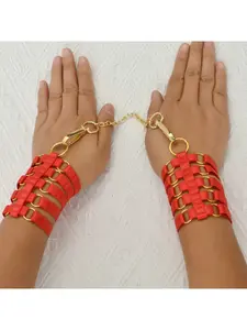 Detachable Red Chain Wire Strap Handcuffs, Punk Dark Style Accessories for Women