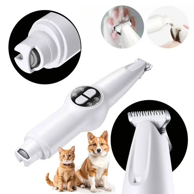 Dog Paw Trimmer with LED Light, Upgraded 2 in 1 Dog Grooming Kit, Cordless Pet Nail Trimmers Grinder with 3 Ports for Small Medium Large Dogs, Pet Mic