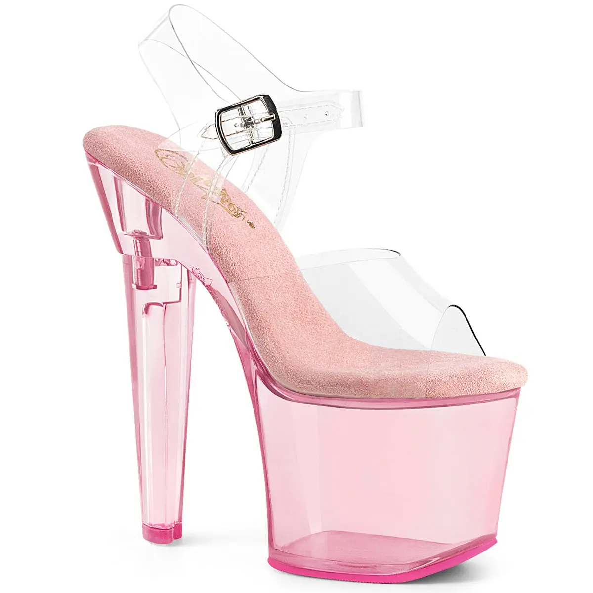 7 Inch Heel LOVESICK-708T Clear Baby Pink Tinted High Heels Shoe