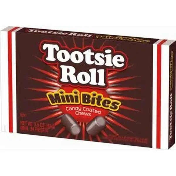 Tootsie Roll Mini Bites Chocolate Candy Snack, 3.5oz Box, with Natural and Artificial Sugar Ingredients
