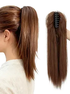 16 Inch Straight Claw Clip Ponytail Extension, Women's Straight Hair Extension, Heat Resistant Fiber Synthetic Hair Claw Clip Long Straight Ponytail Wig, Women's Ponytail Hair Extensions, Synthetic Hair Pieces, Daily Party Festivals Multiple Occasions Use