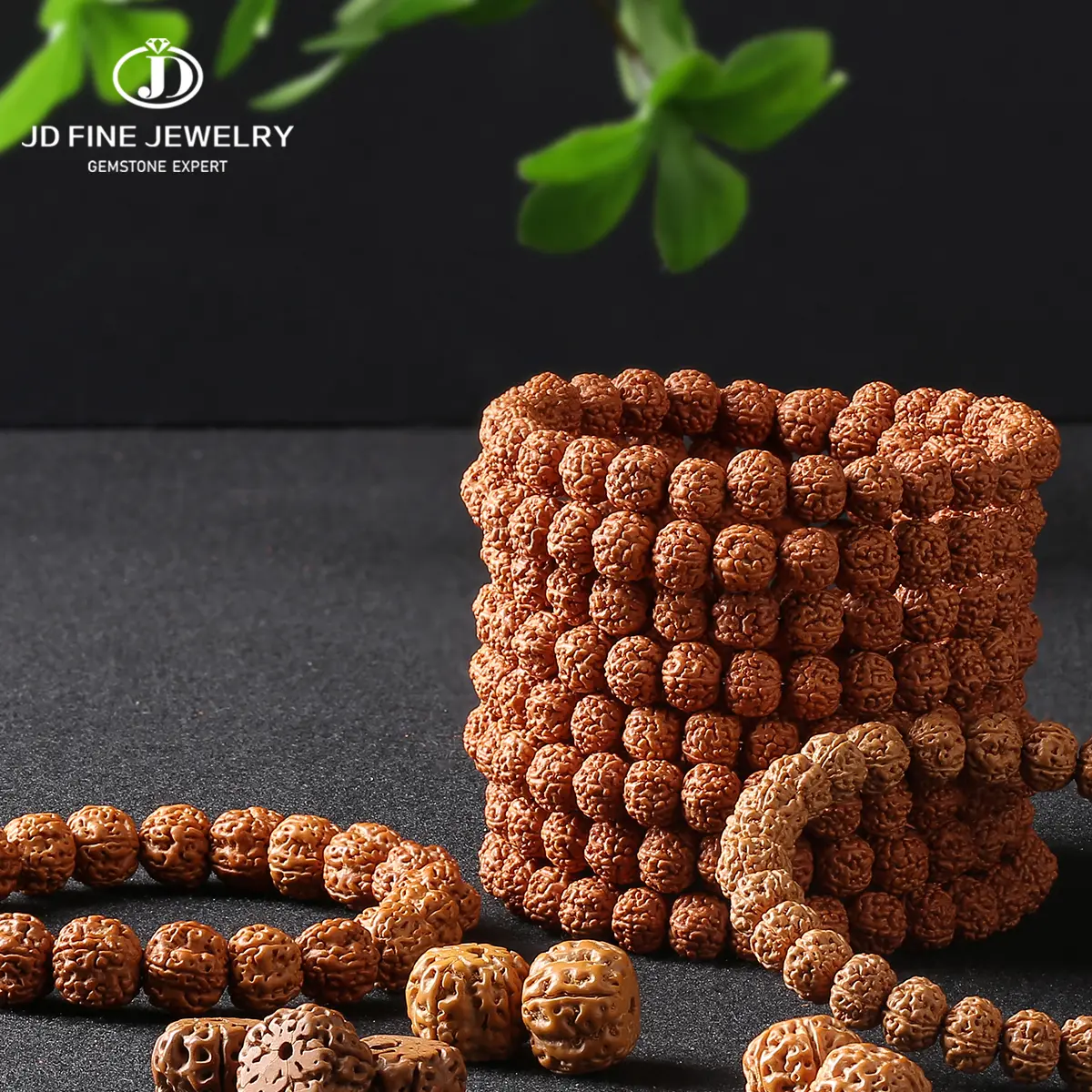 JD Natural Rudraksha Seed Protection Bracelet Adjustable Prayer Beads for Positive Energy & Good Luck Spiritual Meditation Gift