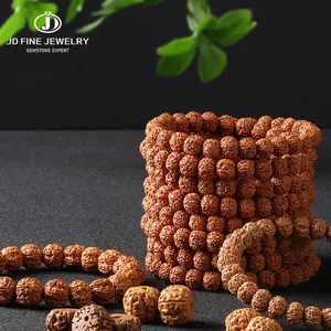 JD Natural Rudraksha Seed Protection Bracelet Adjustable Prayer Beads for Positive Energy & Good Luck Spiritual Meditation Gift