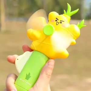 Cartoon Fruit Vegetable Hand-Powered Fan, Battery-Free, Silent, Eco-Friendly, Lightweight, Portable, Summer Cooling, Kids Gift, Press-Down Manual Fan