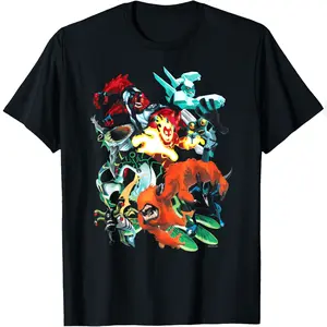 100% cotton Ben 10 Colorful Alien Poses Collage Cartoon T-Shirt Cotton Tee One Style