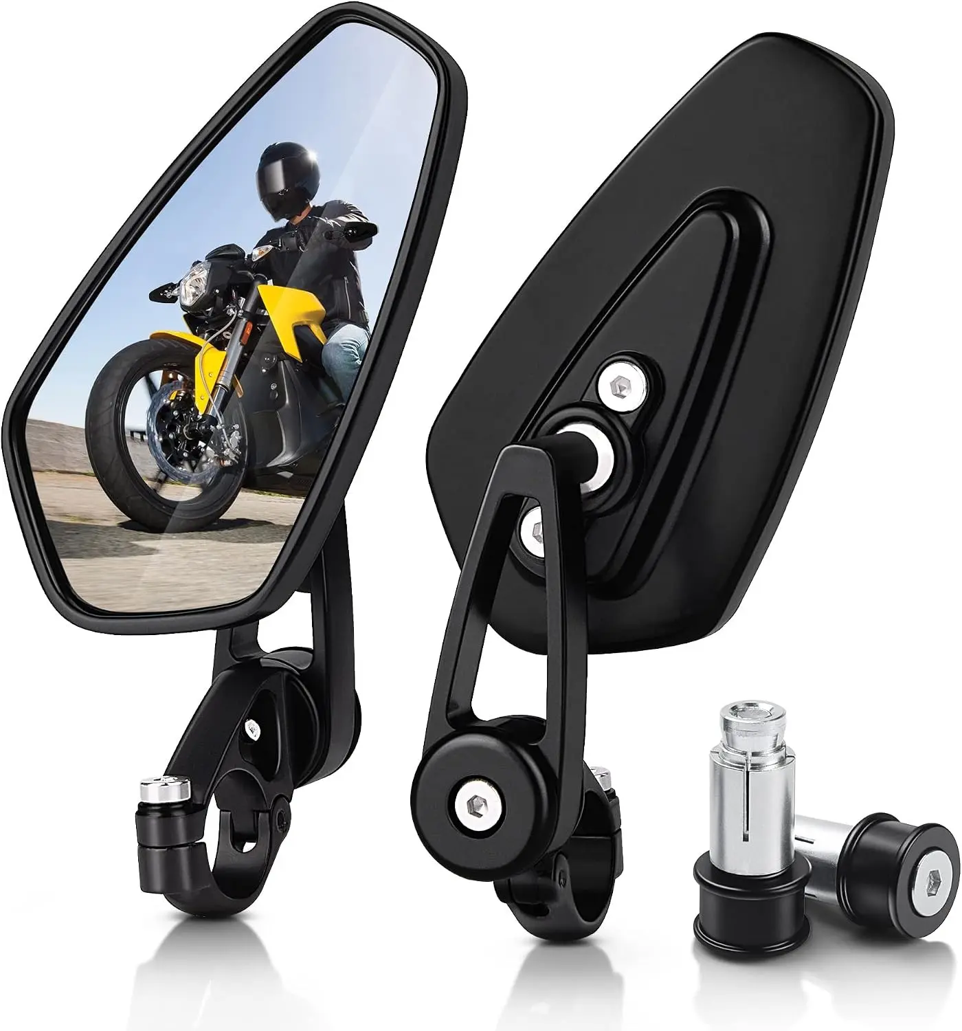 Motorcycle Mirrors - 7/8" (22mm) Bar End Rear View Mirrors Compatible with Most Honda Grom, Yamaha, Kawasaki, Ducati, Suzuki and More