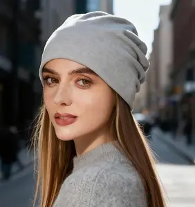 Autumn and Winter Cold Hat for Women Warm Windproof Ear Protection Cycling Head Cap Big Head Circumference Knitted Hat Men's High-End Casual Versatile