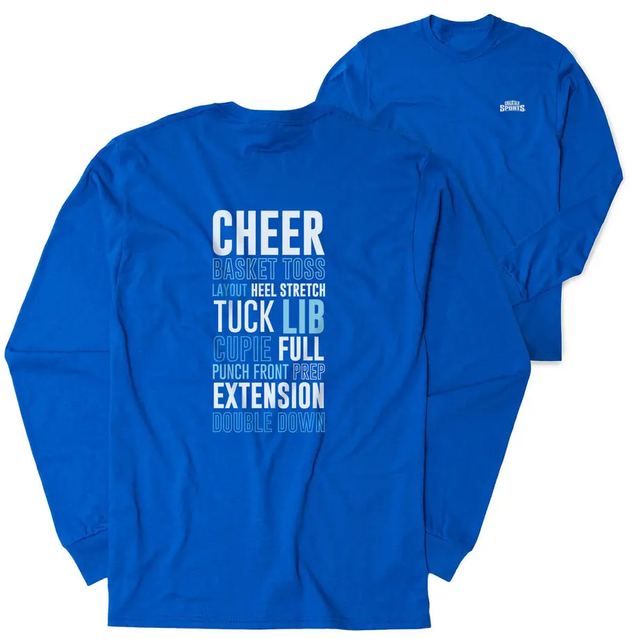 Cheerleading Tshirt Long Sleeve - Cheerleading WordsÂ (Back Design)
