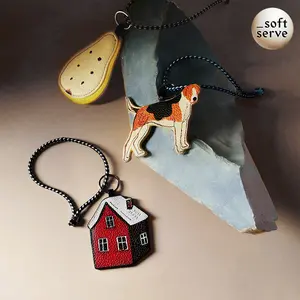 SoftServe "Warm Home" 3D Double-Sided Leather Key chain Multi-Purpose Pendant