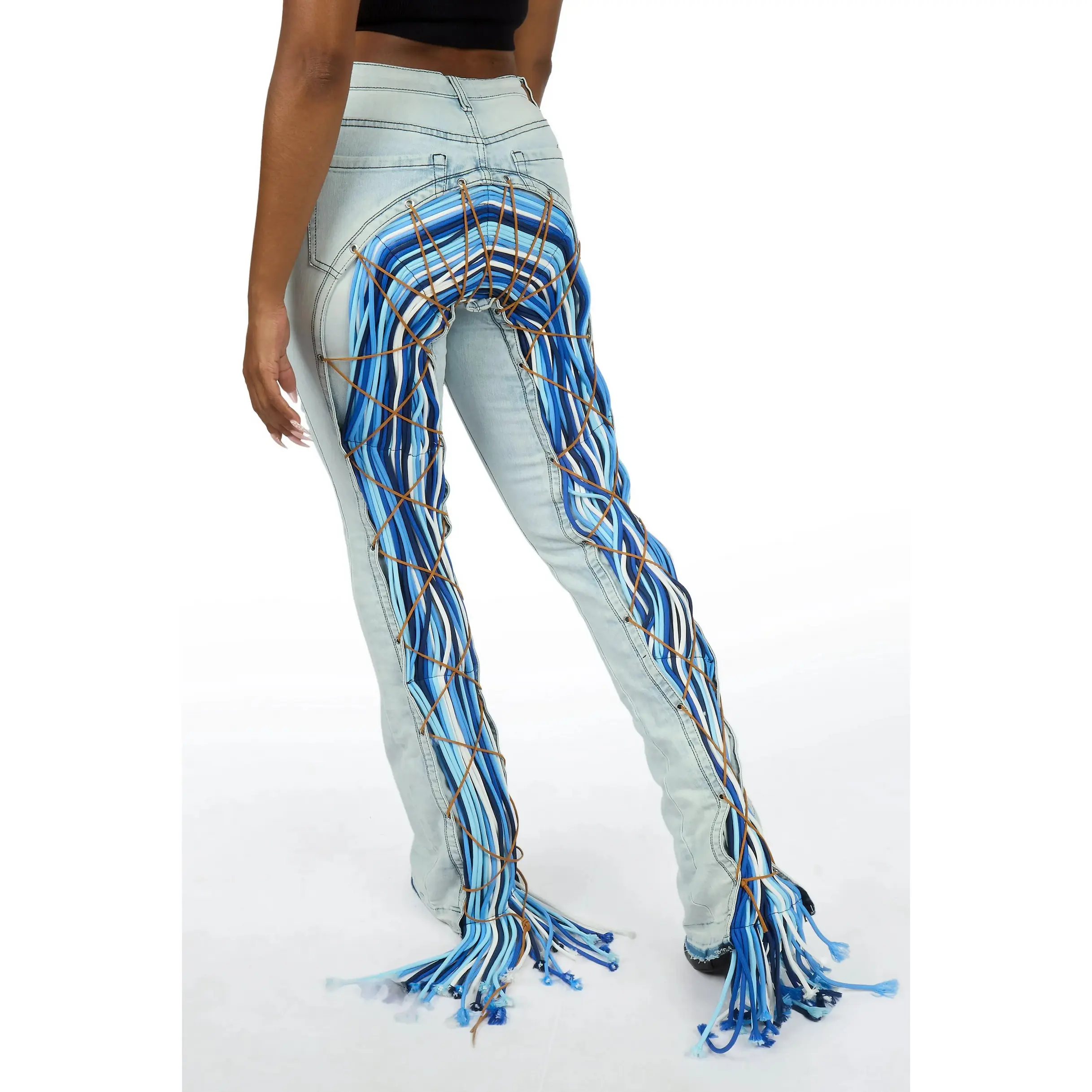 Ottiana Light Blue/Blue Stacked Flare Jean