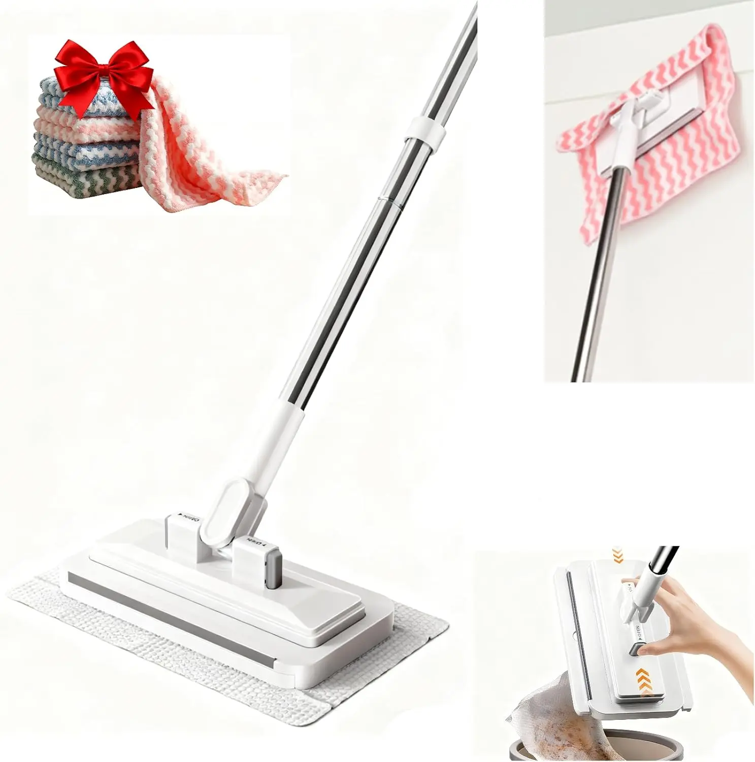2026 New Snap Grip Mini Mop | Zero-Touch Automatic Gripping Mop for Dry & Wet Use | Multi-Surface Cleaner Alternative to Swiffer Brush Toilet Cleaning