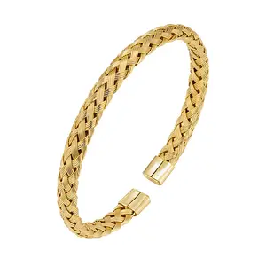 simple stainless steel braid steel wire opening bracelet woven mesh bracelet titanium steel jewelry