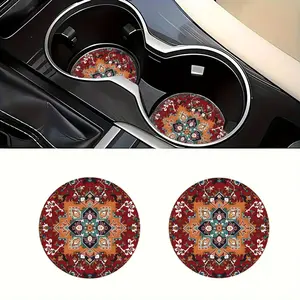 1 pair of Persian carpet print universal car cup mat set - suitable for all car models' cup holders. This is a multifunctional car interior accessory and home coaster, making it a perfect gift for Halloween, Christmas, and birthdays