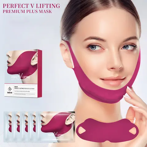 5-Piece Peptide Firming V-Shape Lifting Mask, Double Chin Strap, Rich in Peptides & Collagen, Hydrating Gel Patches, Neck Mask Firming Skin Care Beauty Products