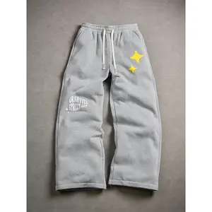 Men’s graphic sweatpants, street-style fitted pants, all-season comfortable fabric, trendy casual wear for daily use, athleisure bottoms
