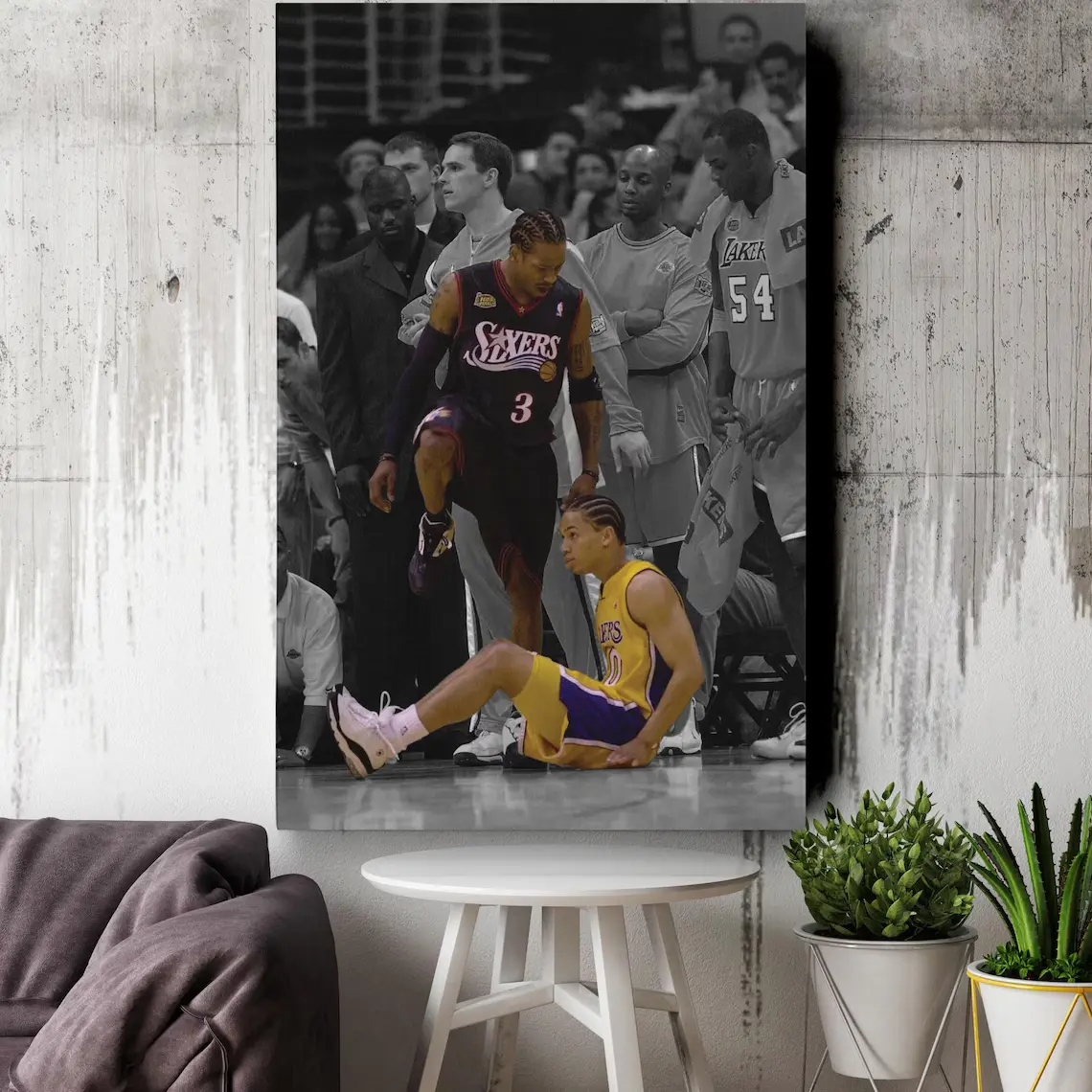 Allen Iverson Step Over Tyronn Lue basketball Finals Canvas Wall Art Home Decor Poster Print, Room Decor