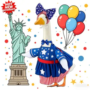 23 Inch Goose Outfits Lawn Statue, 4th of July Costume for Plastic/Cement Statue, Summer Sculpture Clothes for Garden Patio USA 250th Anniversary Decoration
