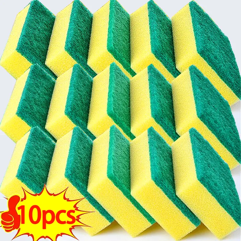 10Pcs Dual Sided Sponge Wipes - High Foaming Sponges for Dishes, Scrubbing Pads, Household Cleaning Tool for Home Kitchen Dishes, Pans, Stove