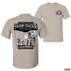 Western Ranch Tee, Swamp Cracker Cattle Co., Vintage 90s Cowboy Heritage, Farm Life Vacation Outfit, Casual Menswear Top