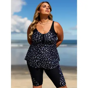 Women Two Piece Plus Size Tankini Swimsuits Tummy Control Bathing Suits with Sports Bra with Boy Shorts  vacation swimwear for women  vacation swimwear for women,summervibes outdoorfun
