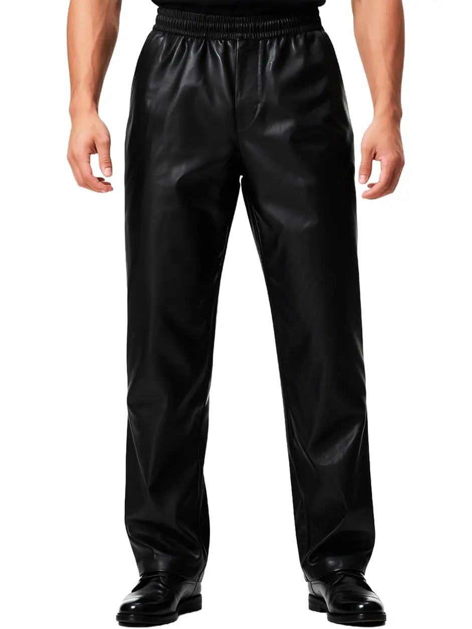 GloNiThing Men's Fleece Lined Faux Leather Pants – Stay Cozy and Protected This Fall, Winter & Early Spring!  Windproof, Waterproof & Dirt-Resistant | Perfect for High Altitude, Motorcycles, and Outdoor Work | Effortless Style Meets Ultimate Comfort