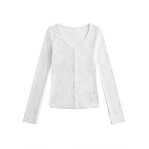 FDR Long Sleeve Lace Top 2-Way Wear & Ultra-Soft Slim Fit Square/U Neck for Casual Wear  Women's Shirts summerwins