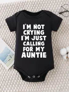 Unisex Baby Short-Sleeve Bodysuit - Cute Infant Rompers with Funny "I'm Not Crying I'm Just Calling For My Auntie" Quote