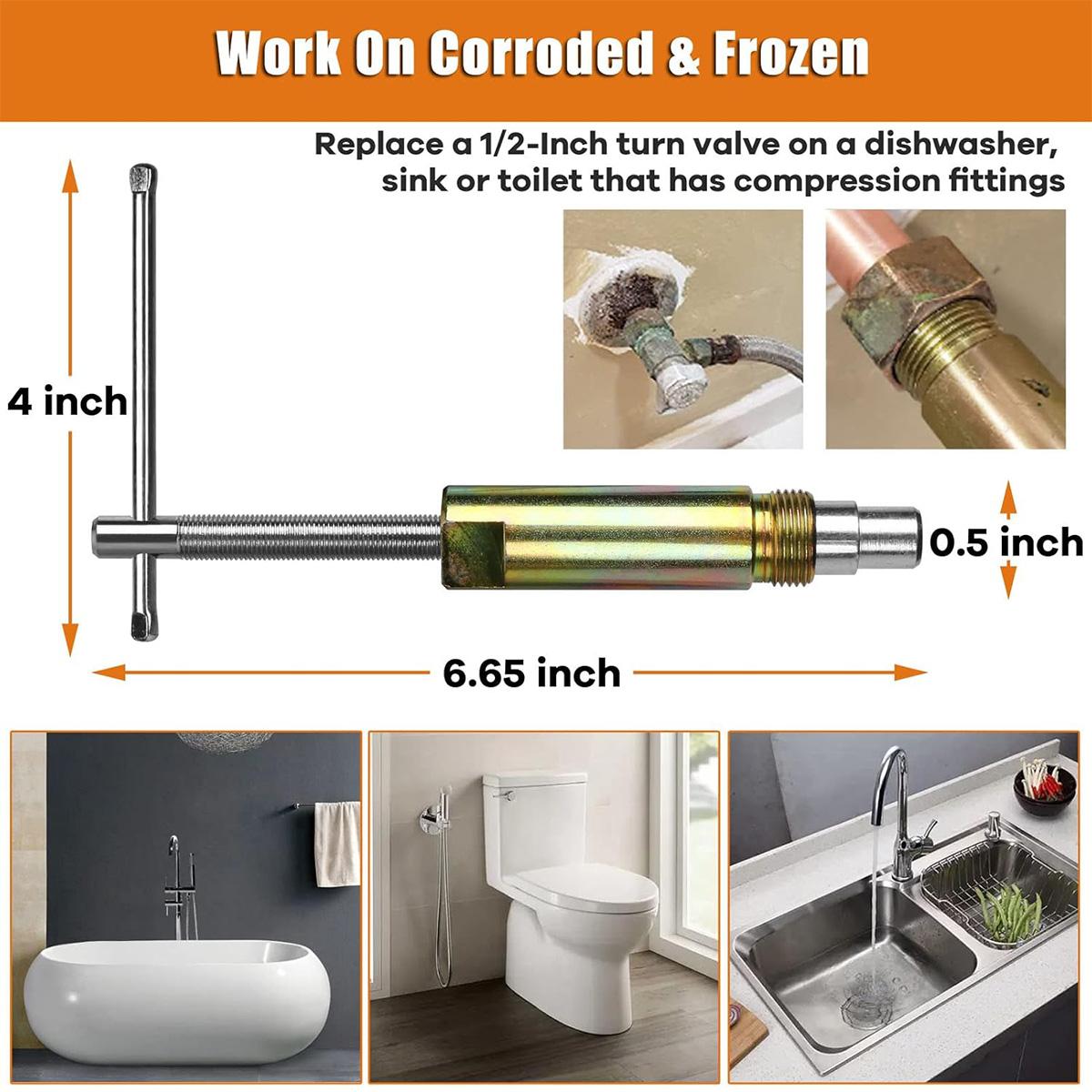 Fathers Day Gifts Compression Sleeve Puller Tool Remove Nut & Ferrule Of Pipe, Sleeve Remover For 1/2” Compression Fittings Only, Corroded Supply Stops, Plumbing Tools Compression Ring Removal Tool Fathersdaygift
