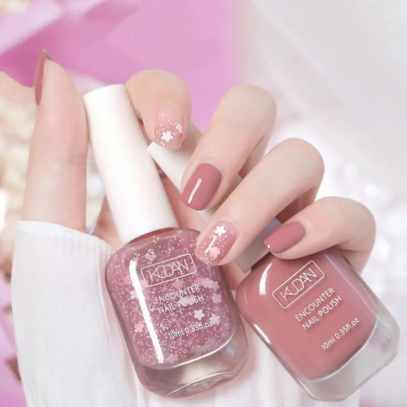 2pcs Pink Water-Based Nail Polish Set, Cherry Pink Quick-Dry Nail Polish Set, Long Lasting Water-Based Peel Off Nail Art Polish, Nail Art Supplies for Women & Girls, Manicure, Finger Nail Polishes
