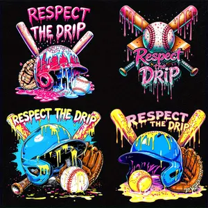 Baseball Theme Heat Transfer Vinyl Stickers 4 Sheets Iron on Decals for Clothes T Shirts Bags Pillows Crafts DIY Supplies