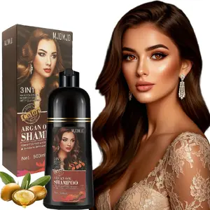 Unisex Adult Argan Oil Dark Brown Hair Dye Shampoo,3 in 1 Brown Hair Dye Shampoo Foam,No Damage to Scalp & No Side Effects, Quick Gray Hair Coverage,Normal Hair Style
