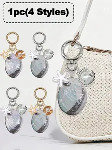 Natural Shell Keychain, Oceanic Style Conch Shell Bag Charm, Fashionable Women's Jewelry Accessory, Car Decoration, DIY Necklace Earrings, Stylish Keychain