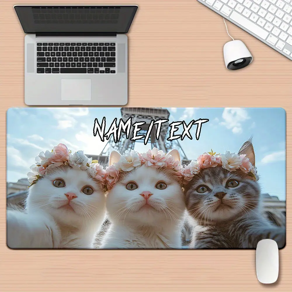 1pc Custom Name/Text, Snapcat Patterns HD Printed Pad for Desk, Multi-Functional XXL Mousepad, Keyboard Gaming Mouse Mats, Office Computer PC Gamer Desk Mat. Gifts for Family and Friends