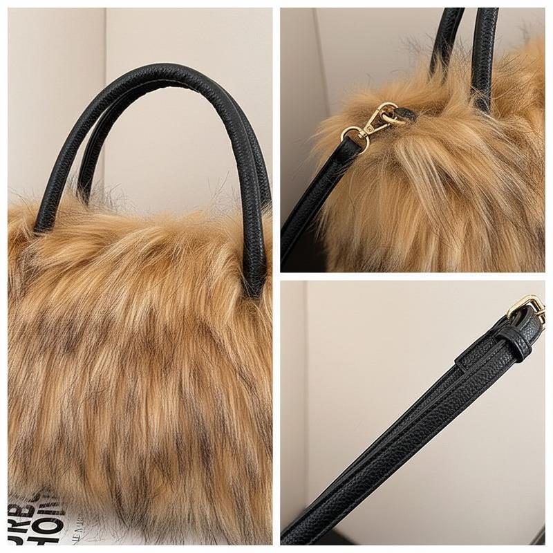 New Faux Fur Handbag Shoulder Purse Shoulder Crossbody Bag, Grab Handle & Strap, Fashion Design, Multiple Colors, Perfect Daily Accessory,Women's Shoulder Handbags Faux Fur Tote Bag Fluffy Satchel Handbags for Women, Mom, Friend, Bridesmaids