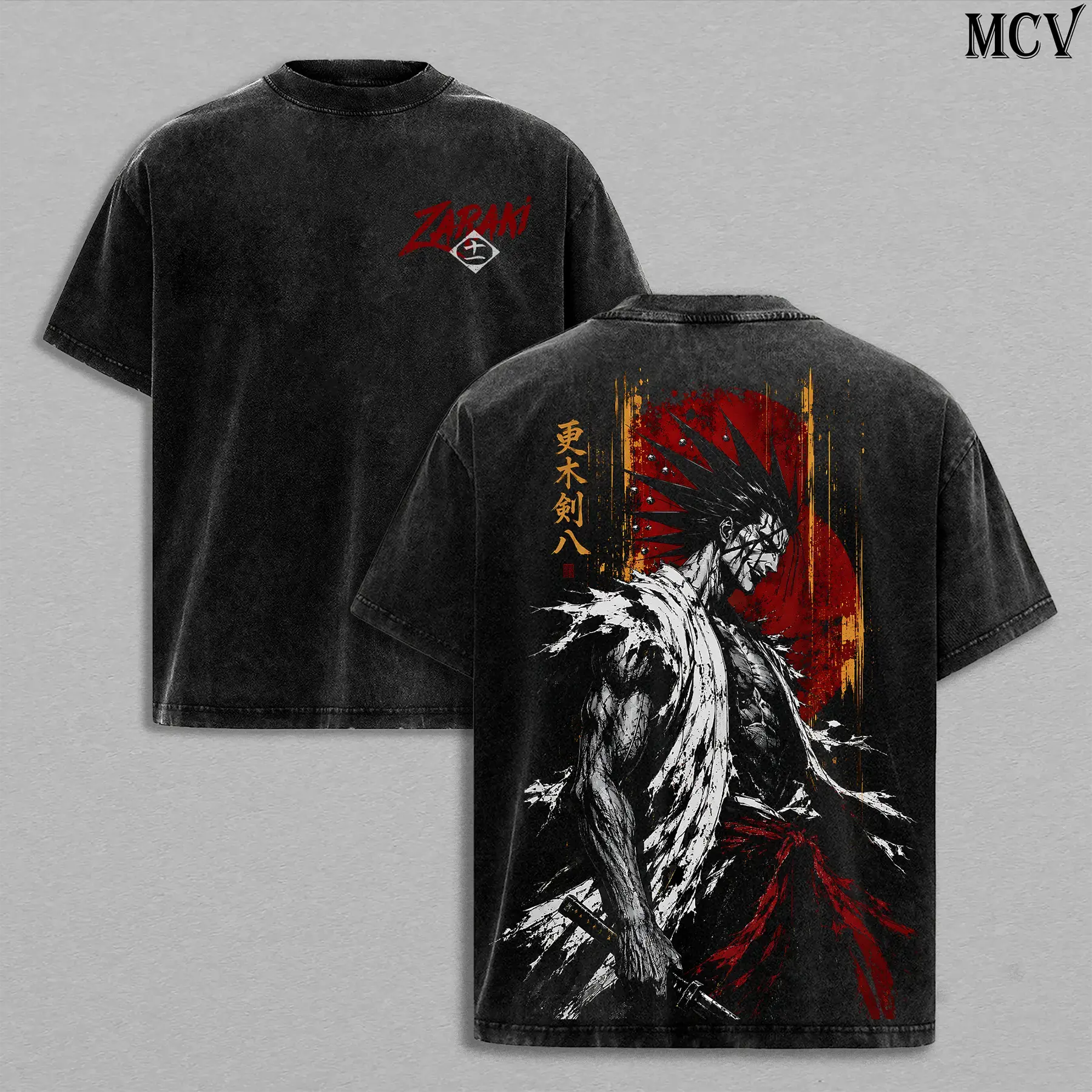 Unisex Oversized Zaraki Kenpachi Bleach Graphic Tee - 11th Division Captain, Battle Maniac, 1000-Year Blood War Final Part, Calamity Anime Manga, Vintage Washed Heavy Cotton Streetwear Top