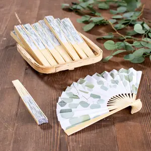 Bulk 48 Pc. Eucalyptus Printed Folding Hand Fans