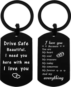 Drive Safe Keychain for Her - Valentines Day Anniversary Birthday Gifts for Girlfriend Women Just Because Easter Gift