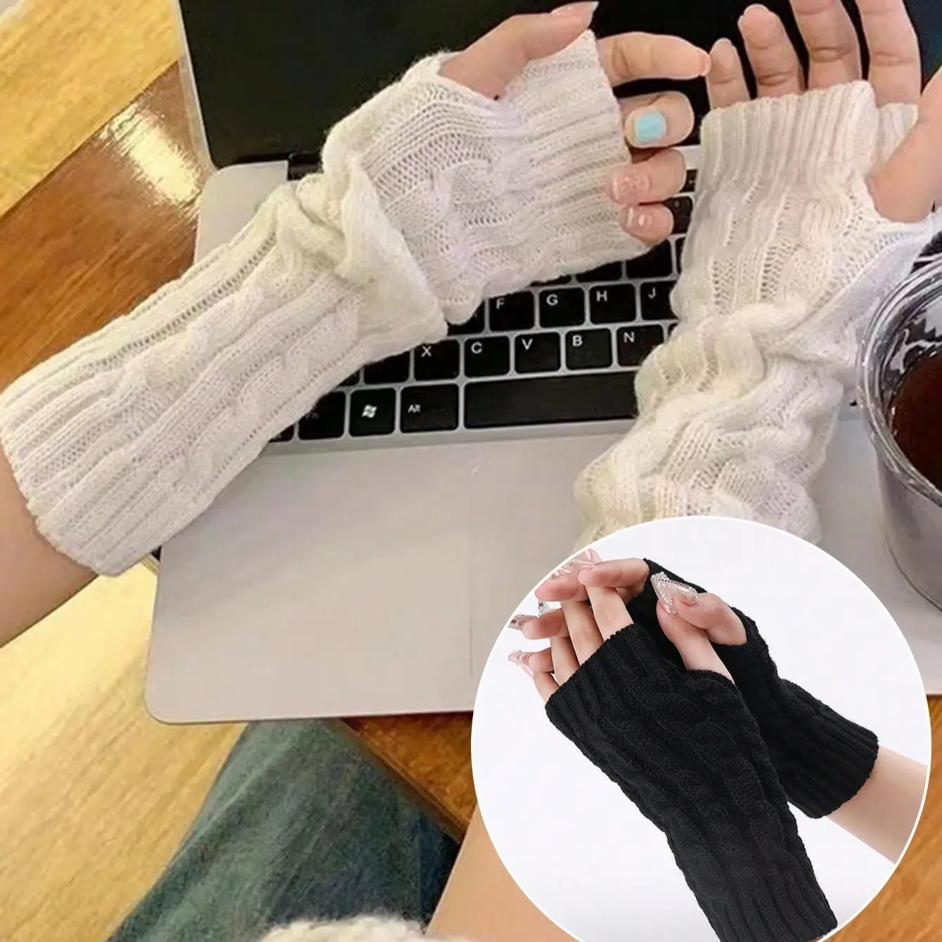 Women's Knitted Fingerless Gloves, Winter Warm Wrist Hand Warmer, Unisex Thumb Design, Pack of 4, Perfect for Cold Weather