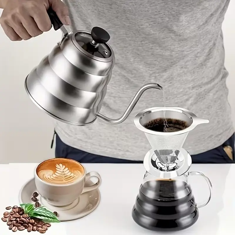 Stainless Steel Pour over Coffee Dripper, Reusable Drip Cone Coffee Filter, Portable Paperless Metal Strainer, Camping Coffee Maker