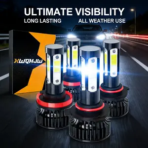 Premium Visibility 4PCS LED Headlight Upgrade Kit - Multi-Socket Fitment 9005+H11/9005+9006/H11+H11, 120000LM 6000K Daylight White High Low Beam, Battery-Free Aluminum LED Bulbs for Clear Driving Vision led lights