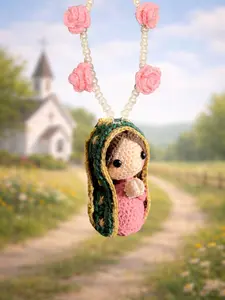 Virgin Mary Car Decoration, Marian Car hanger, Crochet Car Hanging Rearview Mirror, Our Lady of Guadalupe Crochet Handmade, Rearview Mirror Ornament, Religious Gift