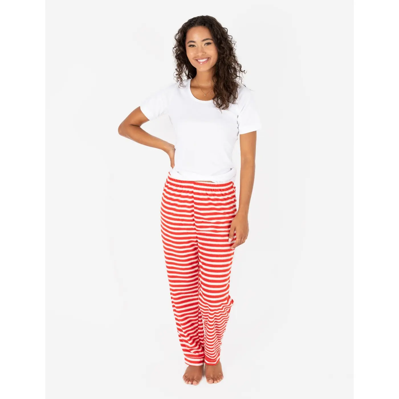 Womens Holiday Stripes Fleece Pajama Pants