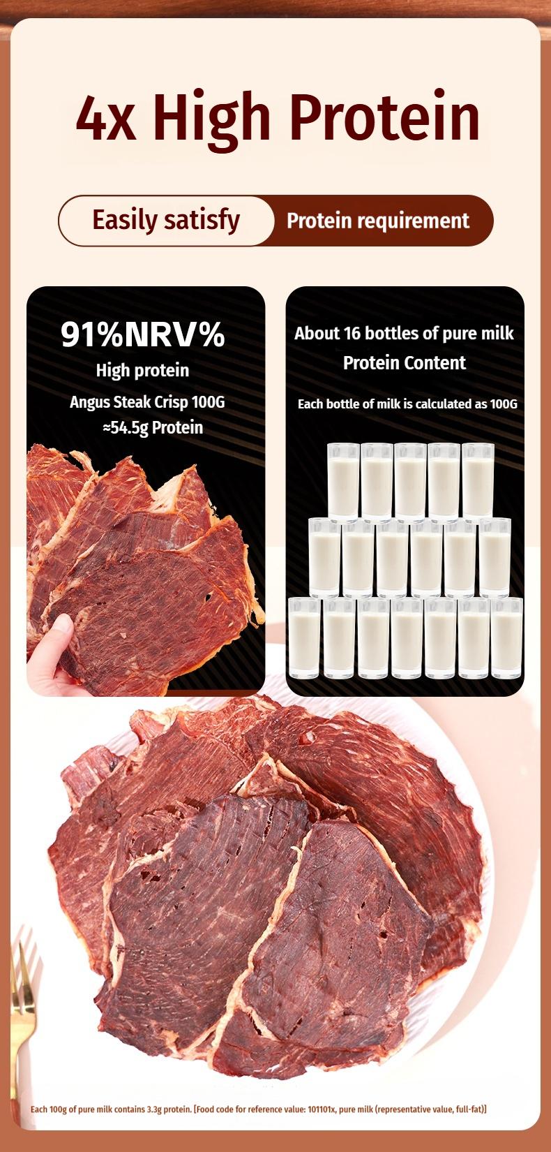 Spicy flavor High Protein Angus Beef Crisps – 54.5g Protein per 100g, Ultra Crunchy